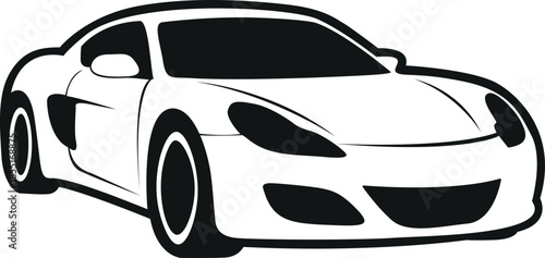 Sleek black and white illustration of a modern sports car design