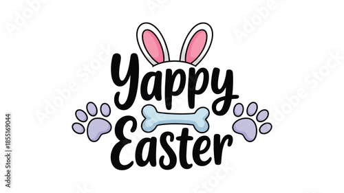 Yappy easter design featuring cute bunny ears, a dog bone, and paw prints for pet lovers Vector