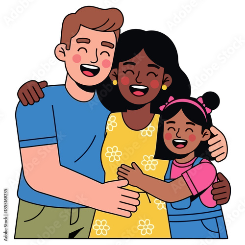 Joyful Family Embracing Smiling with Love and Happiness Together.