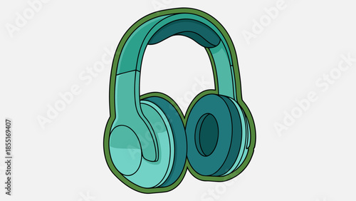 Illustration of teal headphones with a dark green outline.