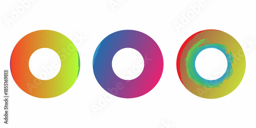 Colorful rings arranged in a row displaying a vibrant gradient spectrum