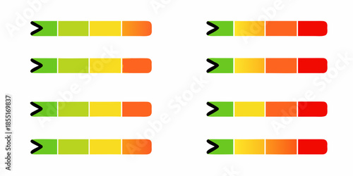 A collection of horizontal progress bars with varying color gradients