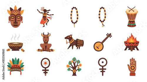 Collection of African Tribal Symbols and Icons.