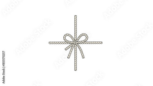 Elegantly tied bow made from sturdy white rope, centrally positioned as if securing a package, conveying a neat and thoughtful presentation.