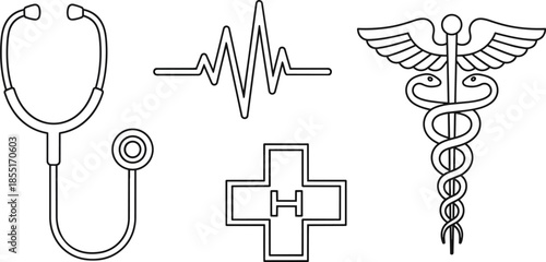 Medical symbols including stethoscope and caduceus are illustrated in hasil-akhir-10.