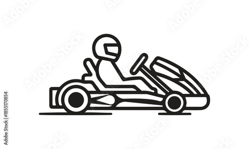 Silhouette Go Kart Racing Driver vector icon On Editable Vector Design