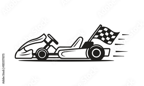 Go Kart Racing Driver Silhouette vector icon On Editable