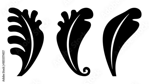 Smooth Black Silhouette Drawing Icon Collection featuring Hand-Drawn Style Elements for Creative Projects and Digital Illustration