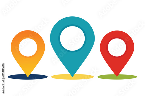 Map Pin Location Icons Set – Modern GPS Markers Vector on White Background