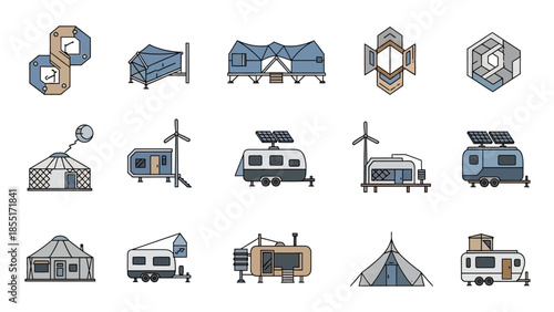 Collection of Various Camper Van Icons.