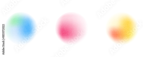 Set color circle gradient noise gradation. Abstract colorful watercolor blur mesh on isolated transparent background. Circle shape png.