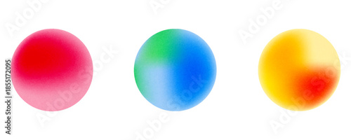 Set color circle gradient noise gradation. Abstract colorful watercolor blur mesh on isolated transparent background. Circle shape png.