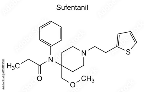 Sufentanil, chemical structure of sufentanil, drug substance