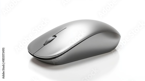 Silver Bluetooth Wireless Mouse On a White Background