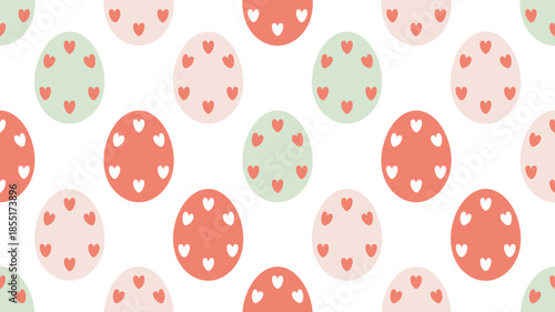 Cute pastel easter egg pattern with lovely hearts, perfect for spring holiday celebration Vector