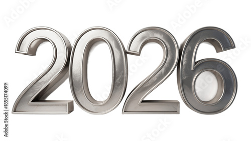 The year 2026 in metallic bold style. 