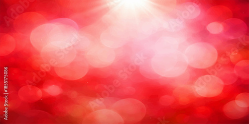 Abstract red bokeh background with glowing pink glitter and defocused Christmas lights creates a bright holiday pattern of shiny blurred circles for a festive celebration wallpaper