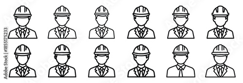 Set of outline icons architect  simple . construction simple line isolated icon set collection