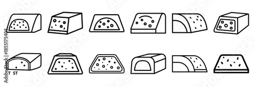 Set of outline icons concrete testing . construction simple line isolated icon set collection