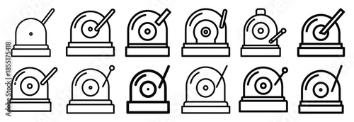 Set of outline icons construction alarm . construction simple line isolated icon set collection