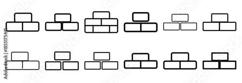 Set of outline icons construction bricks . construction simple line isolated icon set collection