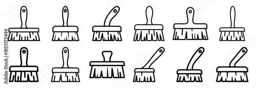 Set of outline icons construction brush . construction simple line isolated icon set collection