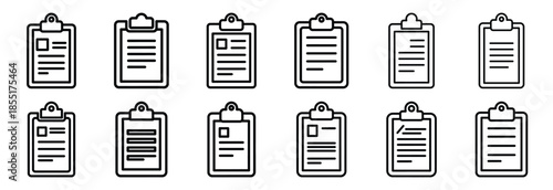 Set of outline icons construction clipboard . construction simple line isolated icon set collection