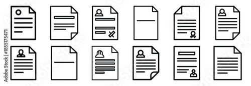 Set of outline icons construction contract . construction simple line isolated icon set collection