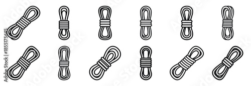 Set of outline icons construction rope . construction simple line isolated icon set collection