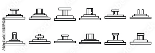 Set of outline icons foundation reinforcement . construction simple line isolated icon set collection