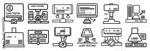 Set of outline icons load testing . construction simple line isolated icon set collection