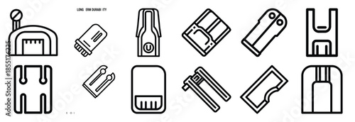 Set of outline icons long term durability . construction simple line isolated icon set collection