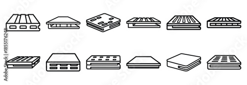 Set of outline icons material pallet . construction simple line isolated icon set collection