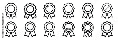 Set of outline icons skill certification . construction simple line isolated icon set collection