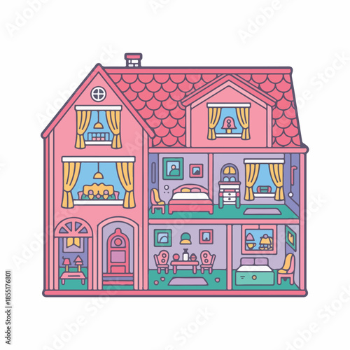 roof, architecture, vector, building, house, home, village, cute, cottage, window, illustration, design, simple, cartoon, exterior, city, estate, cozy, sweet, doll, toy, door, small, property, childre