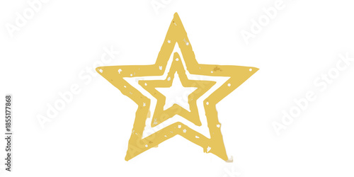 A golden star with an inner black star shape on a black background