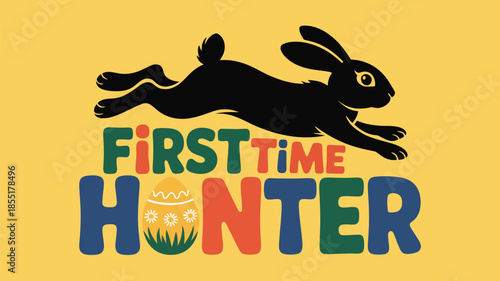 First time easter egg hunter rabbit design for celebrating the joyous holiday season Vector