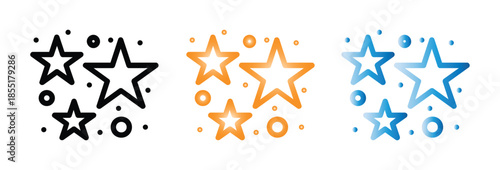 Minimalist Star Sparkle Vector Set in three different colors
