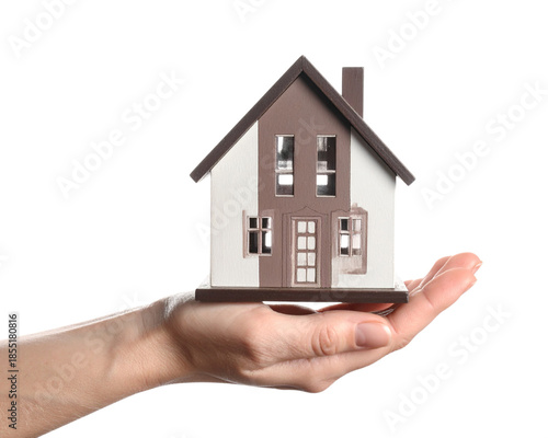 PNG file no background Hand holding a model house 