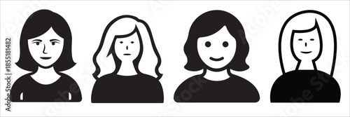 Diverse group of four women with different hairstyles