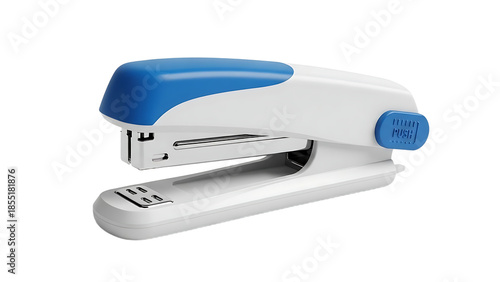 Blue and White Stapler on White Background Office Supplies Stationery