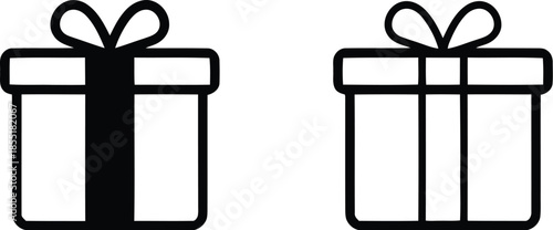 Gift box icon set. Gift box signs Line and silhouette style. Vector illustration.