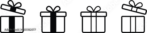 Gift box icon set. Gift box signs Line and silhouette style. Vector illustration.