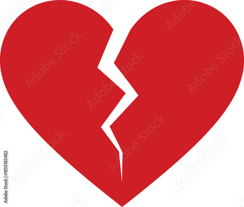 Broken heart isolated on transparent background, Vector, illustration