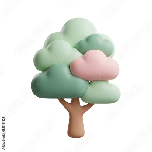3D tree icon on transparent background isolated png.