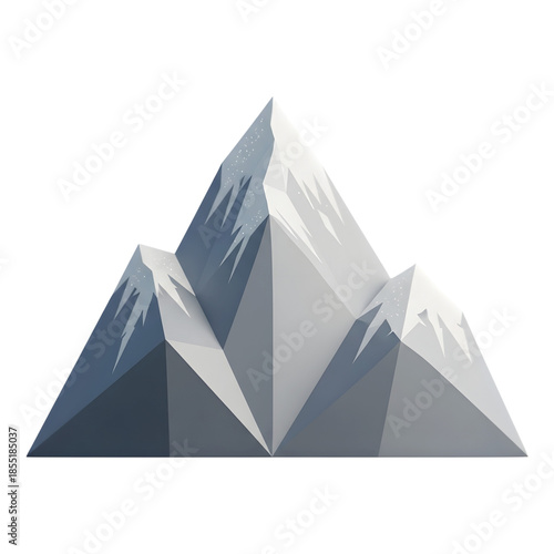 3D mountain icon on transparent background isolated png.