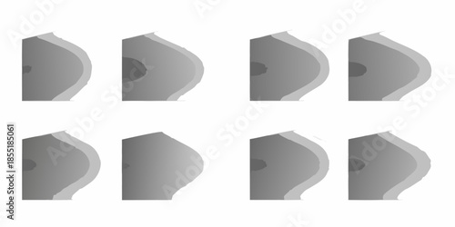 A grid of curved grey shapes with white outlines on a white background