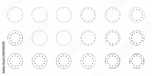 A grid of circular patterns with varying arrangements of inner dots
