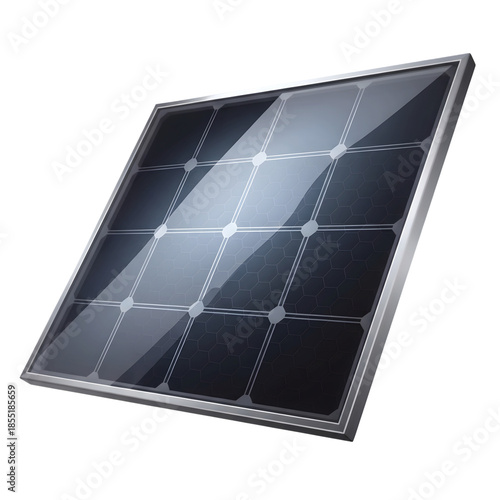 3D solar panel icon on transparent background isolated png.