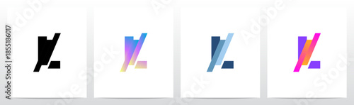 Stripes Diagonal Cut Letter in Half Initial Logo Design L